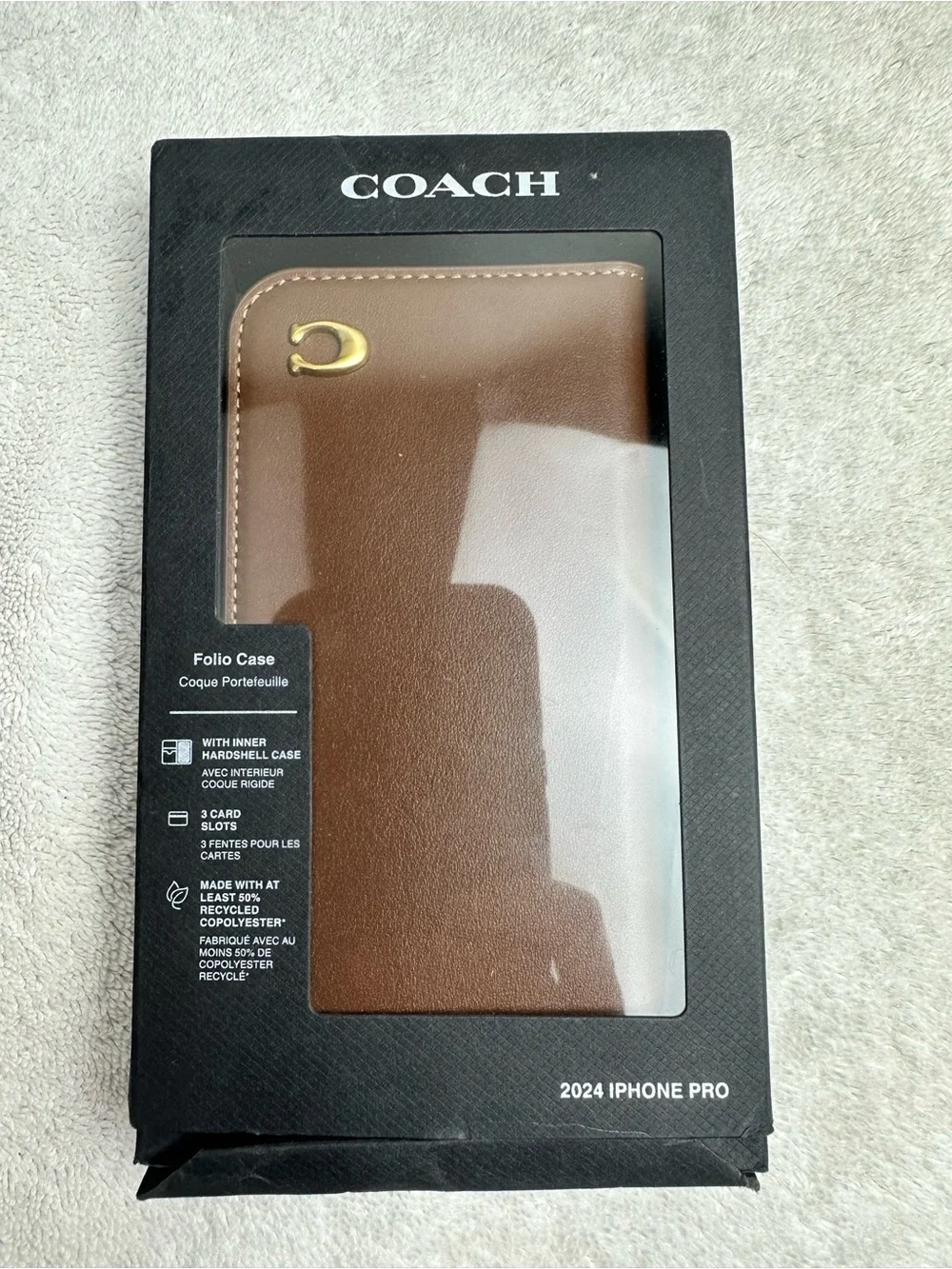 COACH Brown Folio Case for 2024 iPhone
